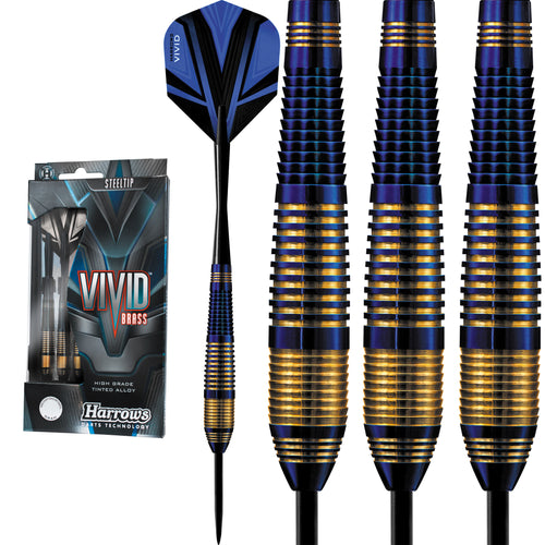 Harrows Vivid Darts - Steel Tip Brass - Blue - 21g 23g