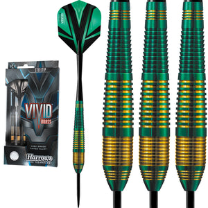 Harrows Vivid Darts - Steel Tip Brass - Green - 22g 24g