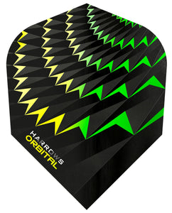 Harrows Orbital Dart Flights - 100 Micron - No6 - Standard - Yellow & Green