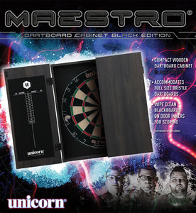 Unicorn Maestro Dartboard Cabinet - Black - Square