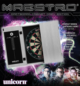 Unicorn Maestro Dartboard Cabinet - Grey - Square