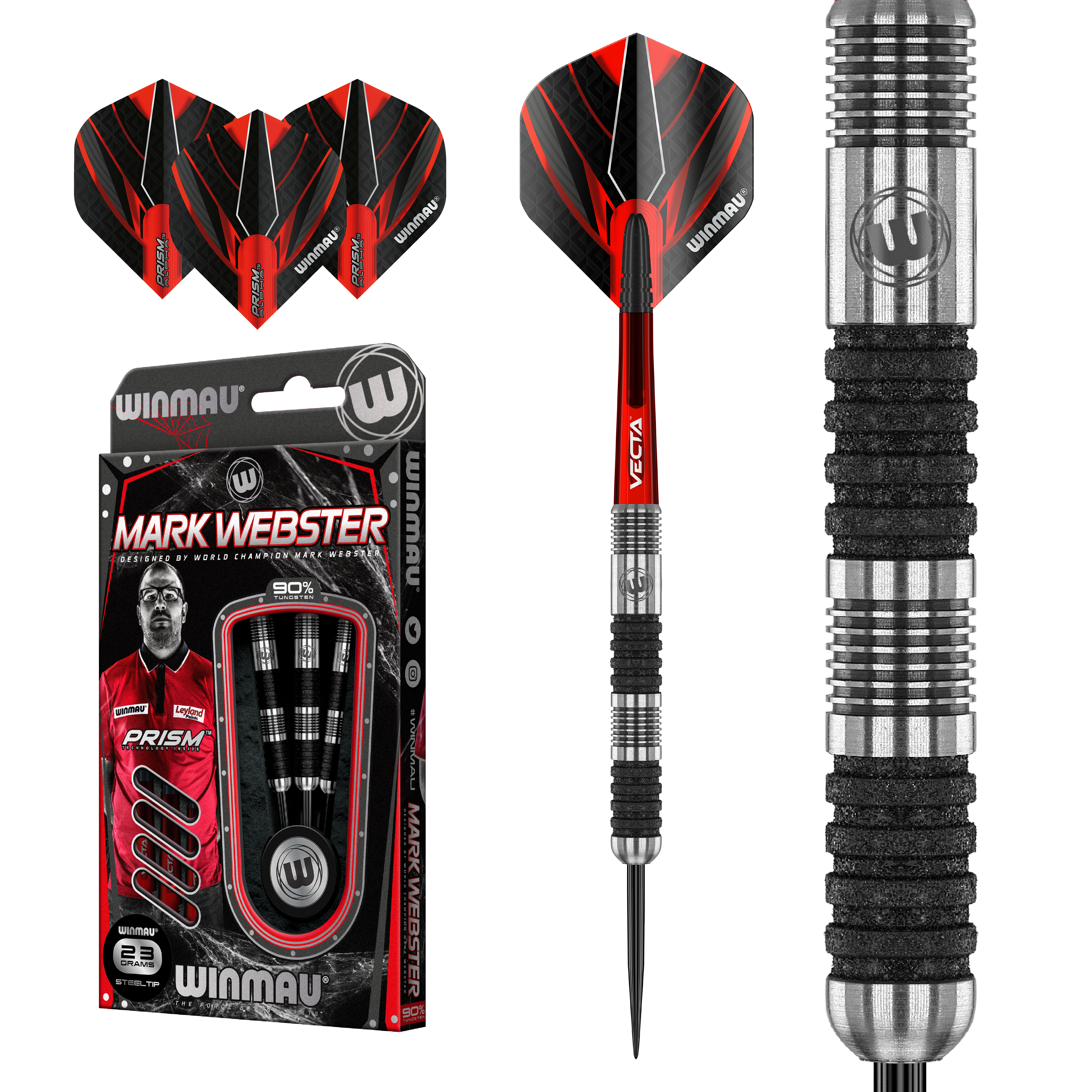 Winmau Mark Webster - The Spider - 90% Tungsten Darts - 23g 25g