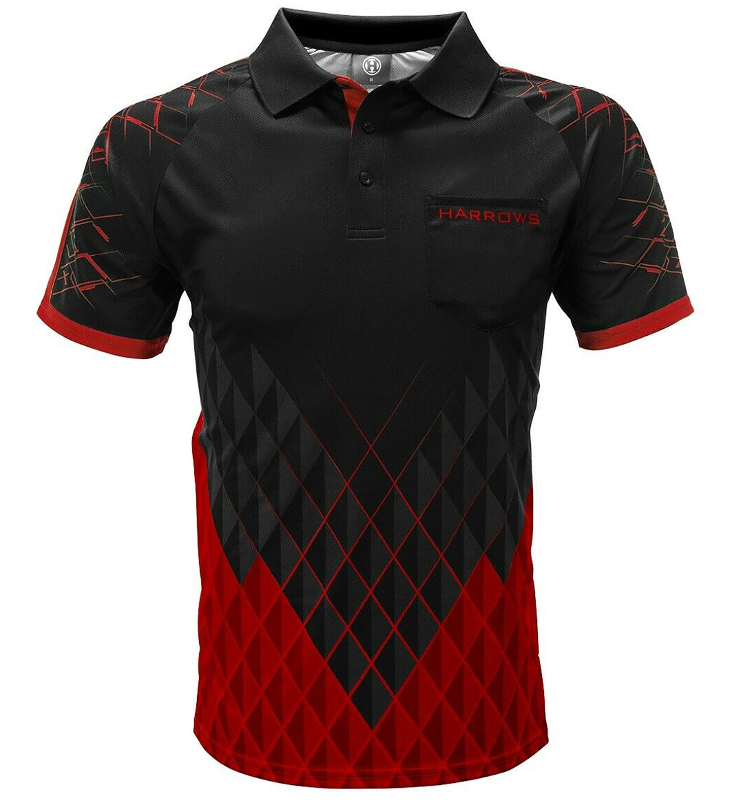 Harrows Paragon Dart Shirt - with Pocket - Black & Red