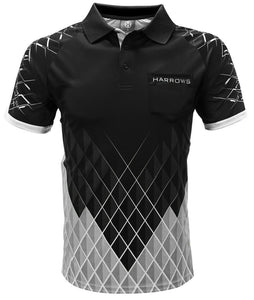 Harrows Paragon Dart Shirt - with Pocket - Black & Silver