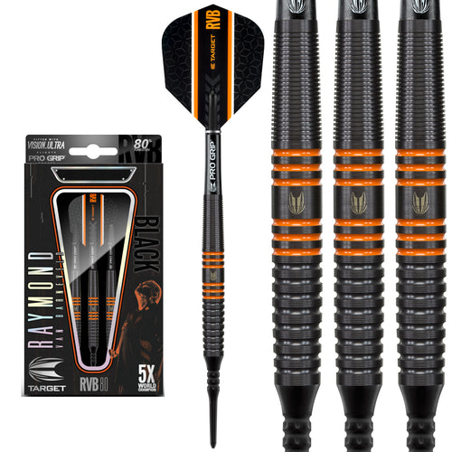 Target RVB 80 Black Soft Tip Tungsten Darts - 18g 20g