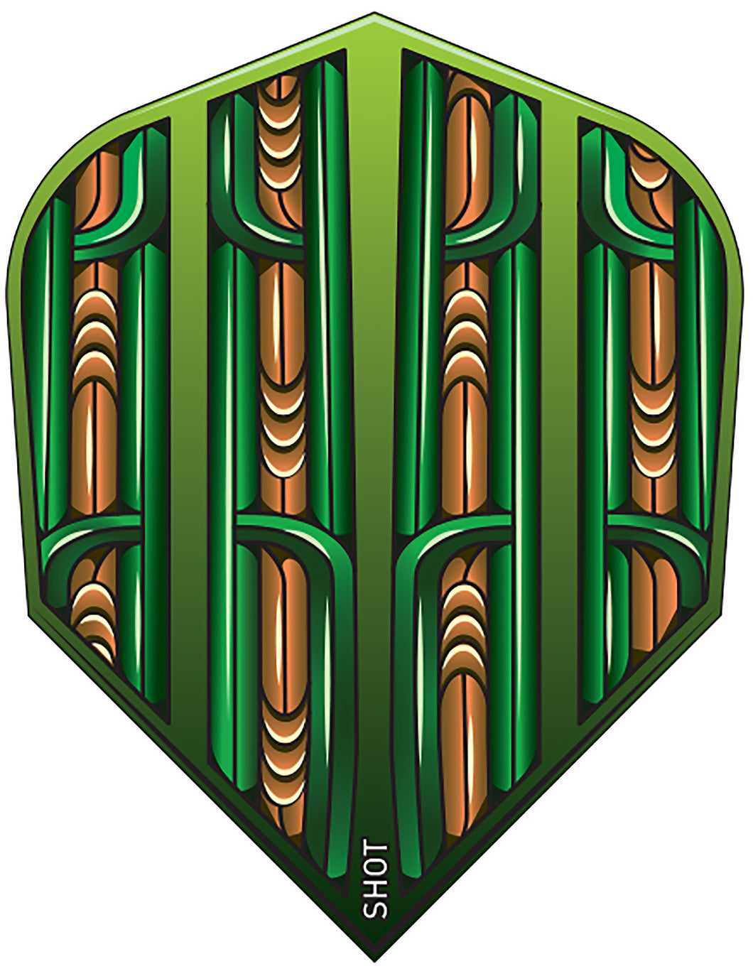 Shot - Warrior Rutene Dart Flights - No6 Standard Shape - Green