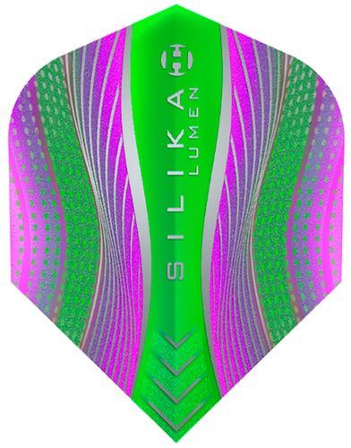 Harrows Silika Lumen Dart Flights - 100 Micron - No6 - Purple / Green