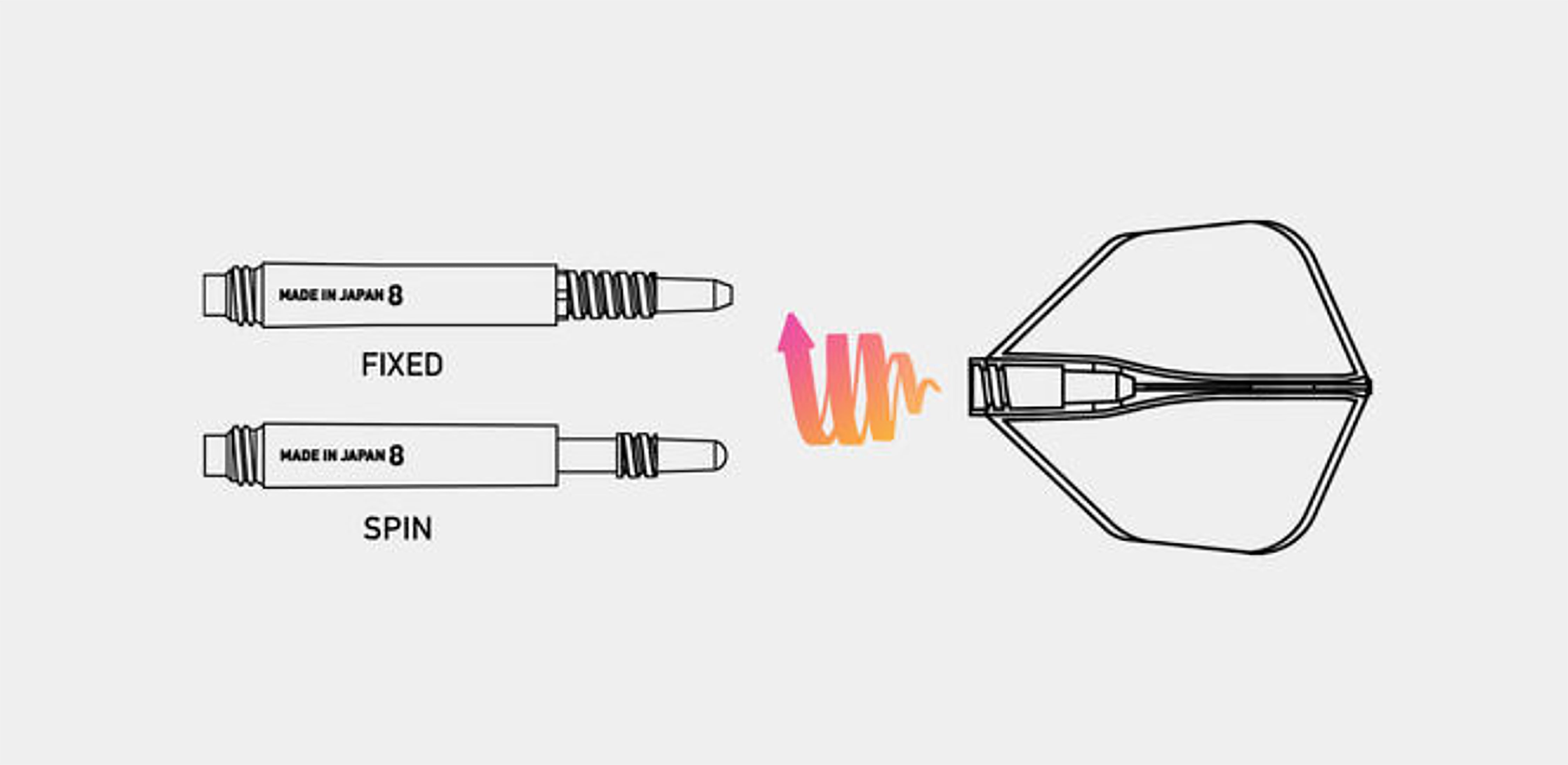 Target 8 Flights - White - Fixed Shafts