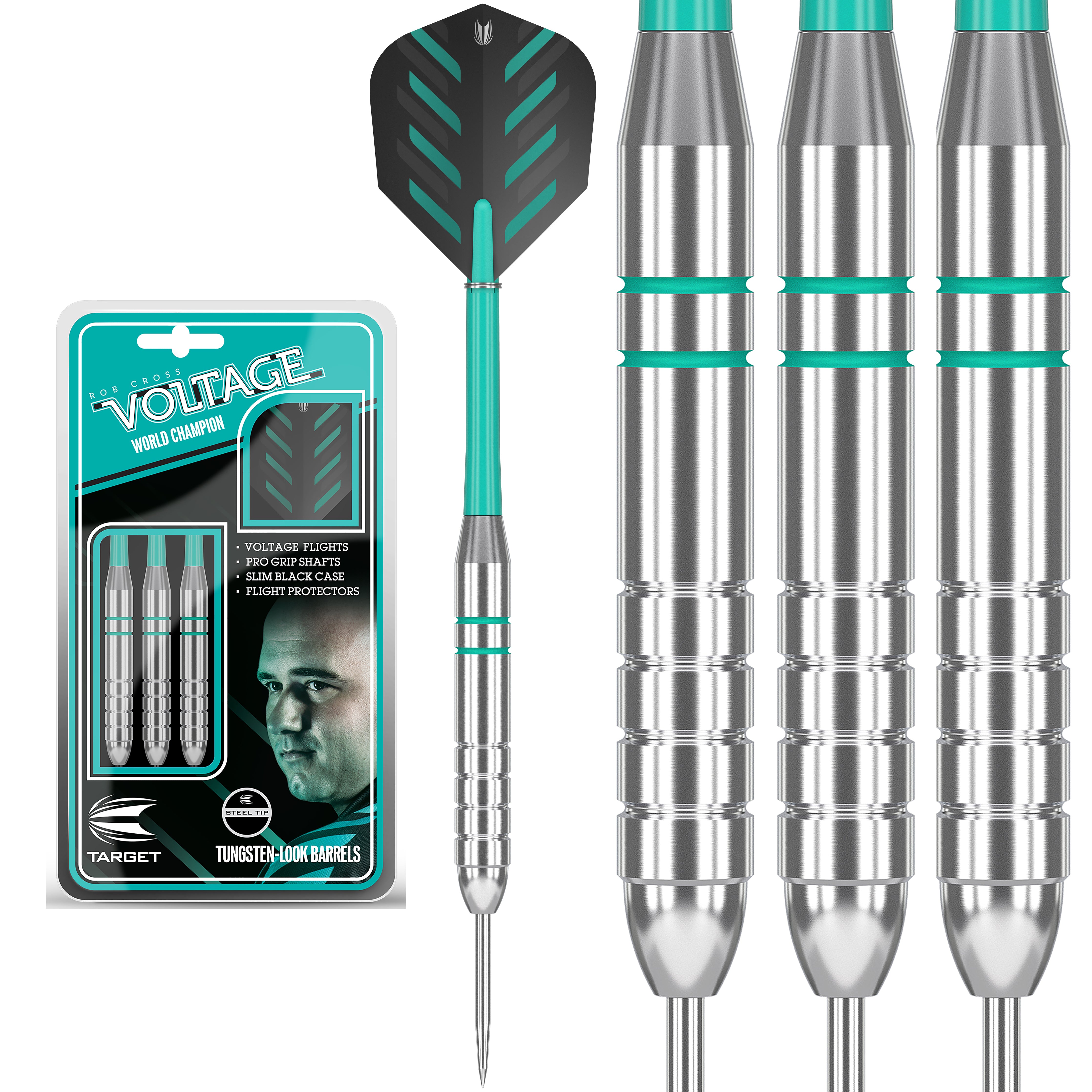 Target Rob Cross Silver Voltage Tungsten Look Steel Tip Dart - 24g