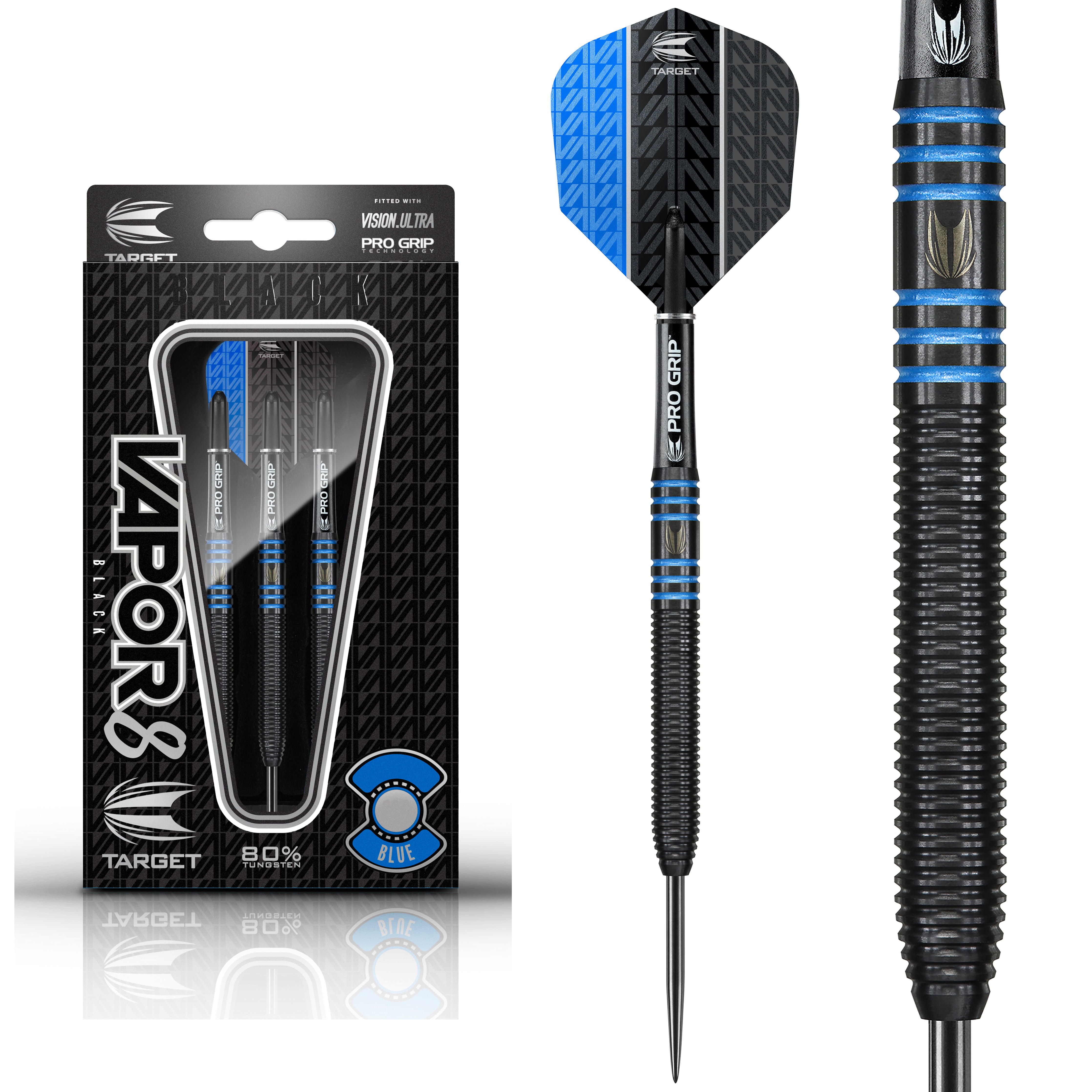 Target Vapor-8 Black Blue 80% Tungsten Darts 22g 24g