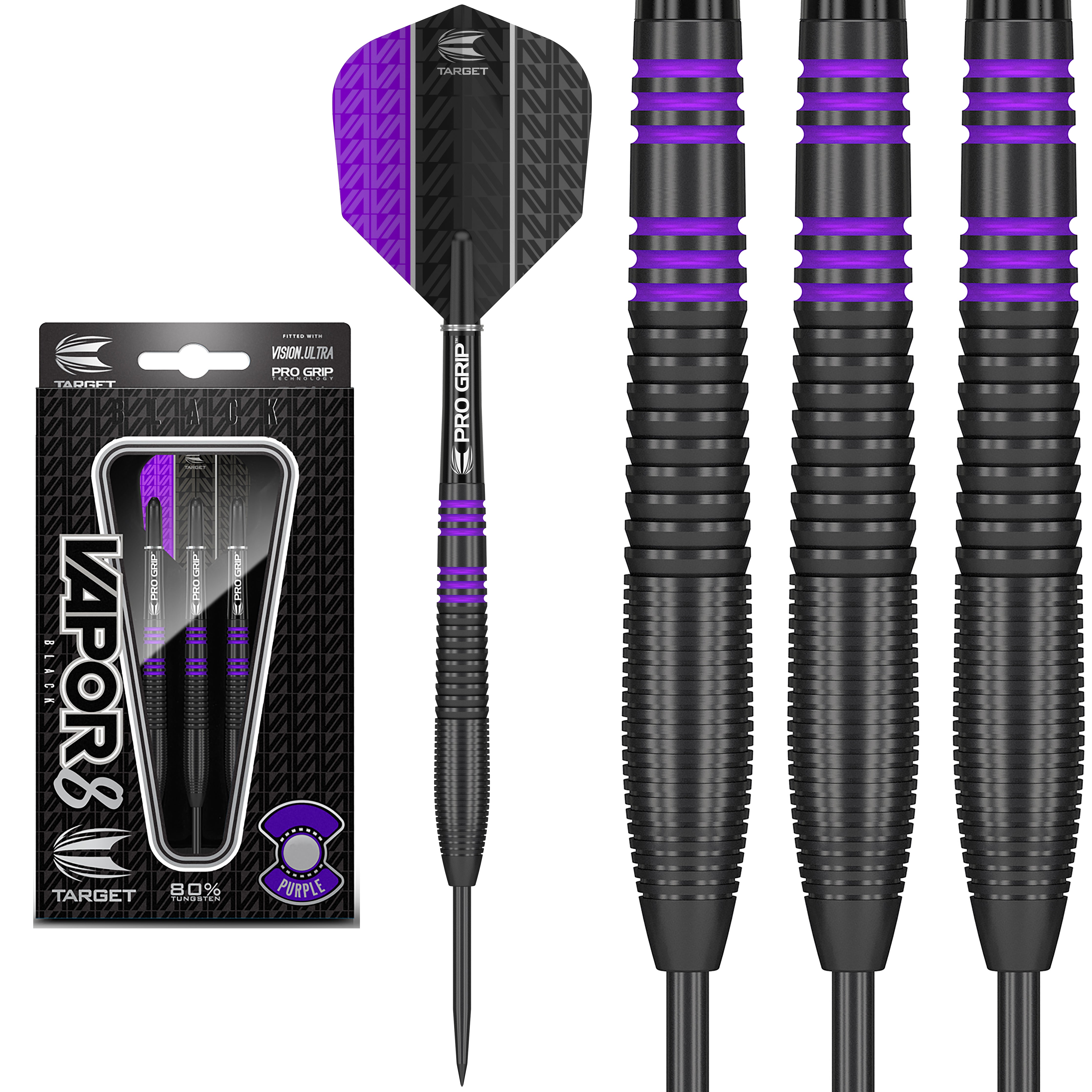 Target Vapor-8 Black Purple 80% Tungsten Darts 21g 23g