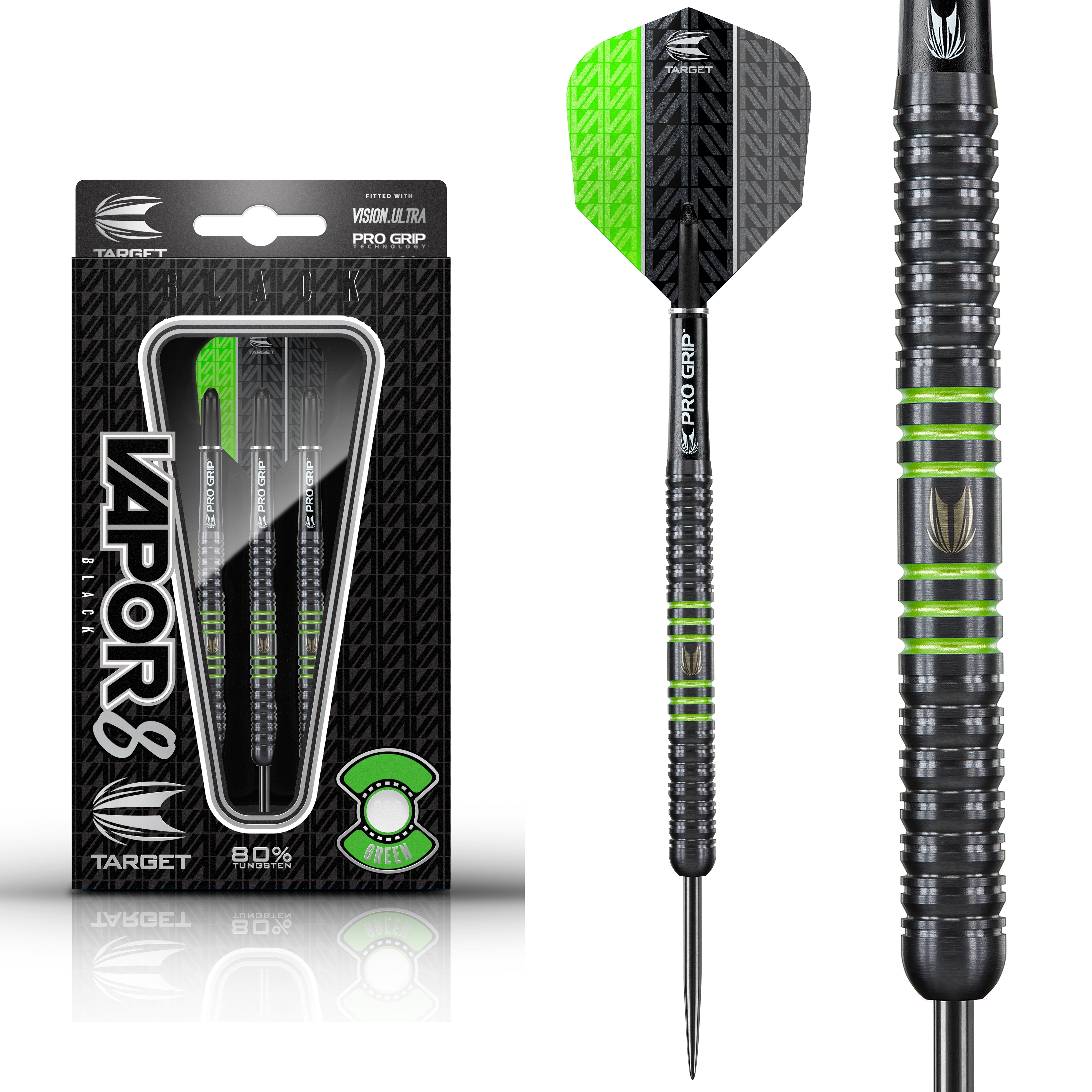 Target Vapor-8 Black Green 80% Tungsten Darts 21g 23g