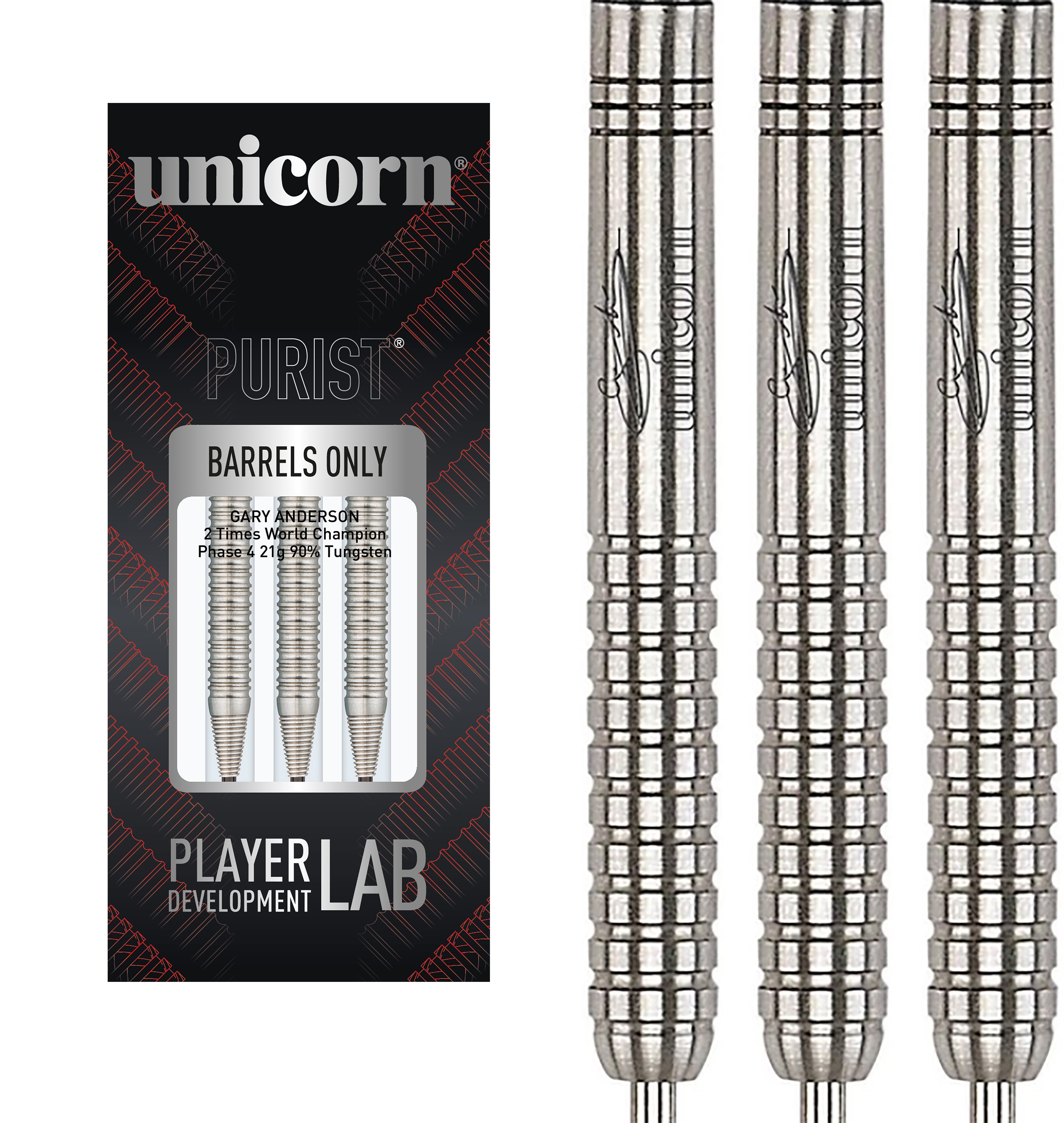 Unicorn Gary Anderson Darts - The Flying Scotsman - 90% Tungsten - Purist - Phase 1 - 22g 24g 26g