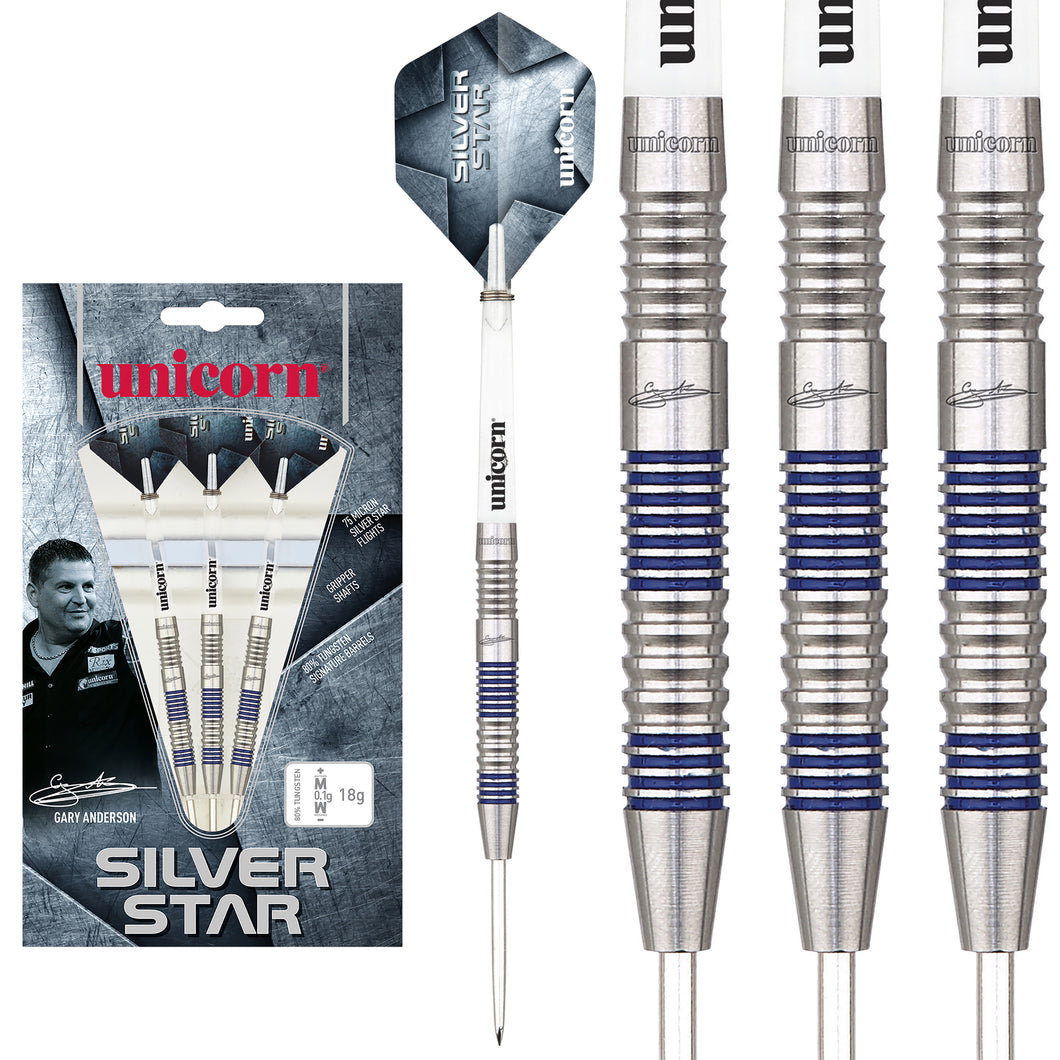 Unicorn Silver Star - Gary Anderson - The Flying Scotsman-  80% Tungsten Darts - 20g 24g 26g