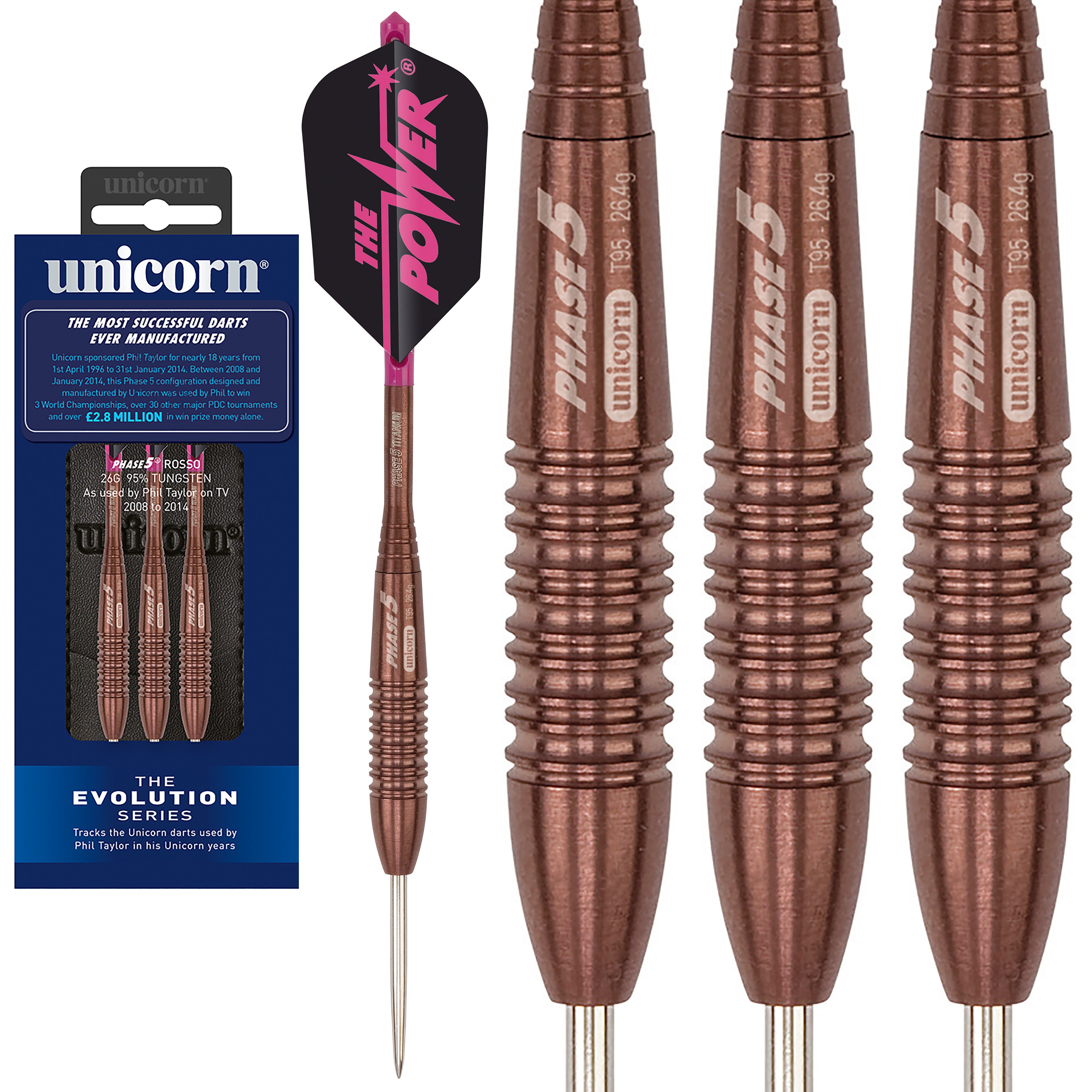 Unicorn Evolution Rosso Phase 5 95% Tungsten Darts - 26g