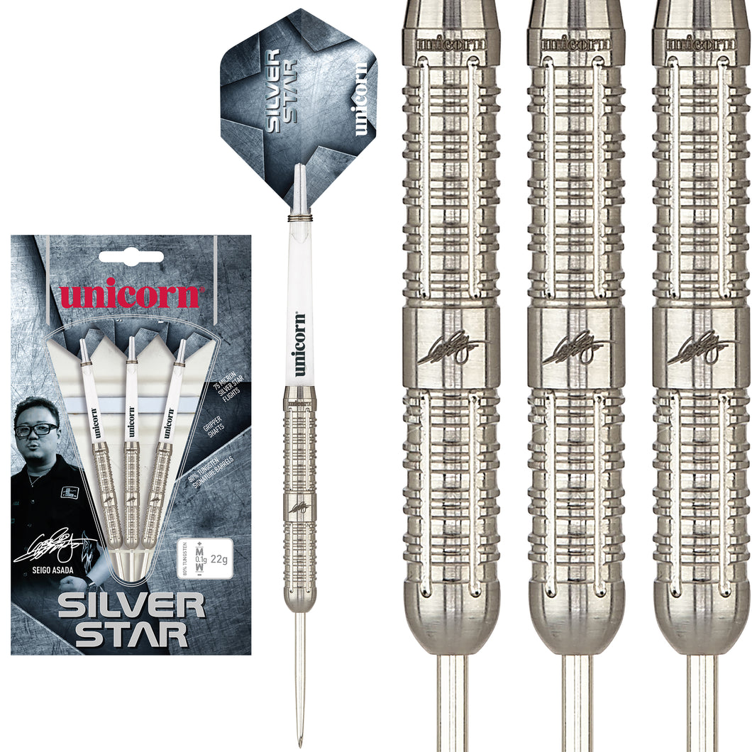 Unicorn Silver Star - Seigo Asada - The Ninja - 80% Tungsten Darts - 22g 24g
