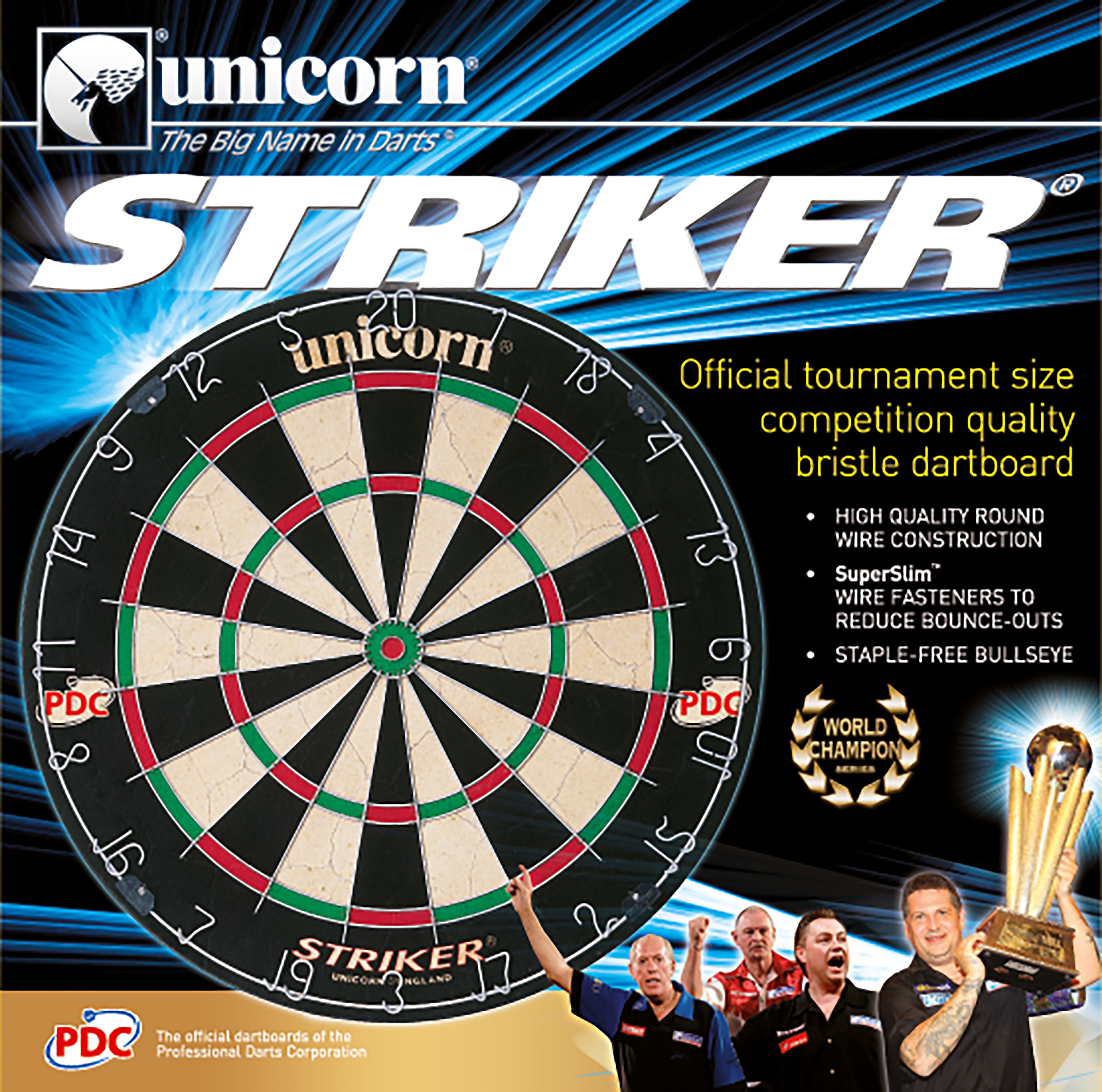 Unicorn Striker Dartboard - Entry Level - Full Size Round Wire Bristle