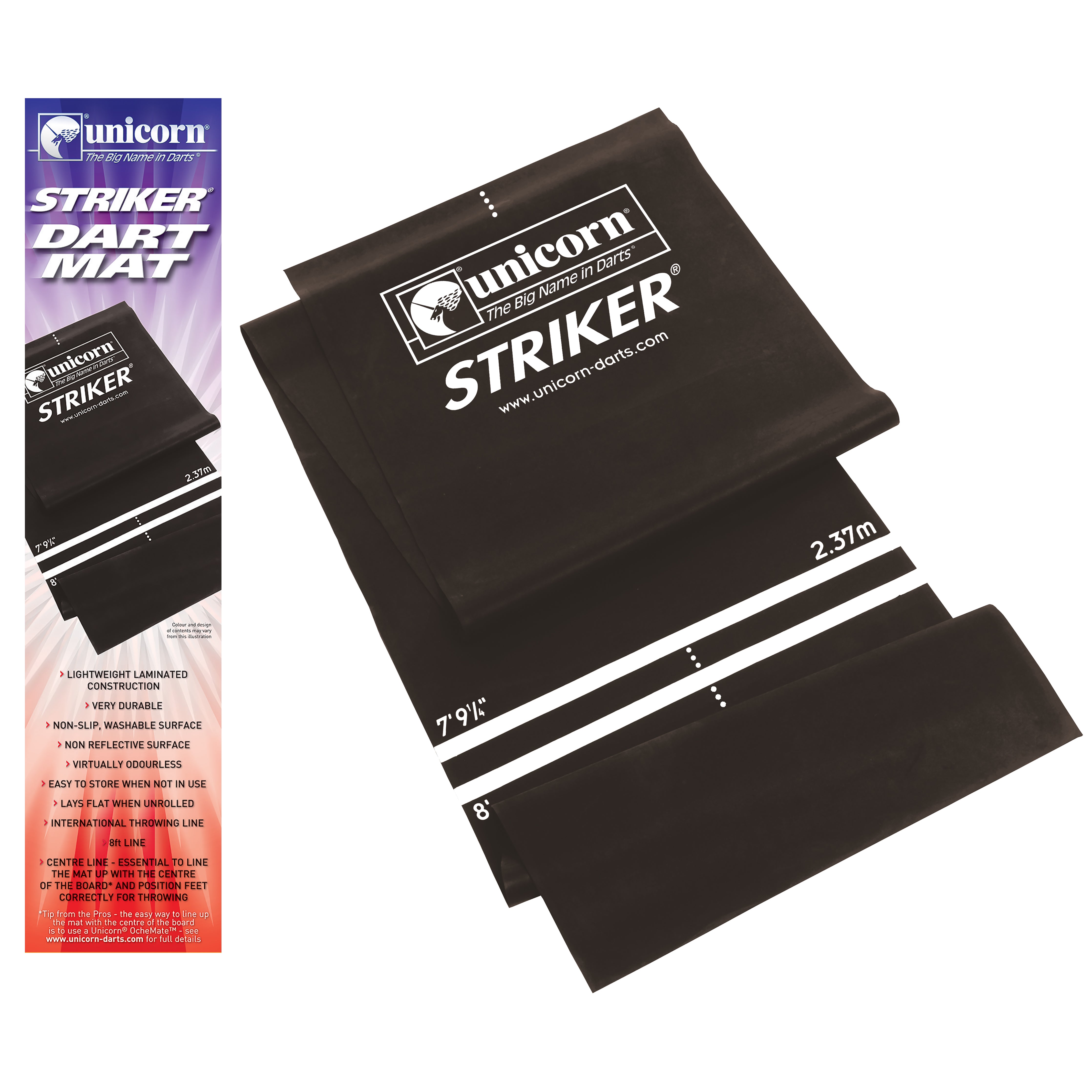 Unicorn Dart Mat - Lightweight - Striker EVA Darts Mat - Black