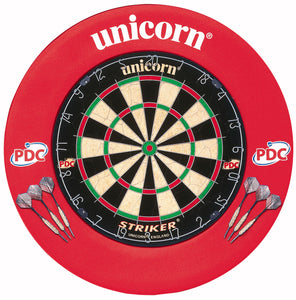 Unicorn Home Darts Centre - Striker EVA Surround & Striker Dartboard - inc 6 Darts - Full Setup - Red