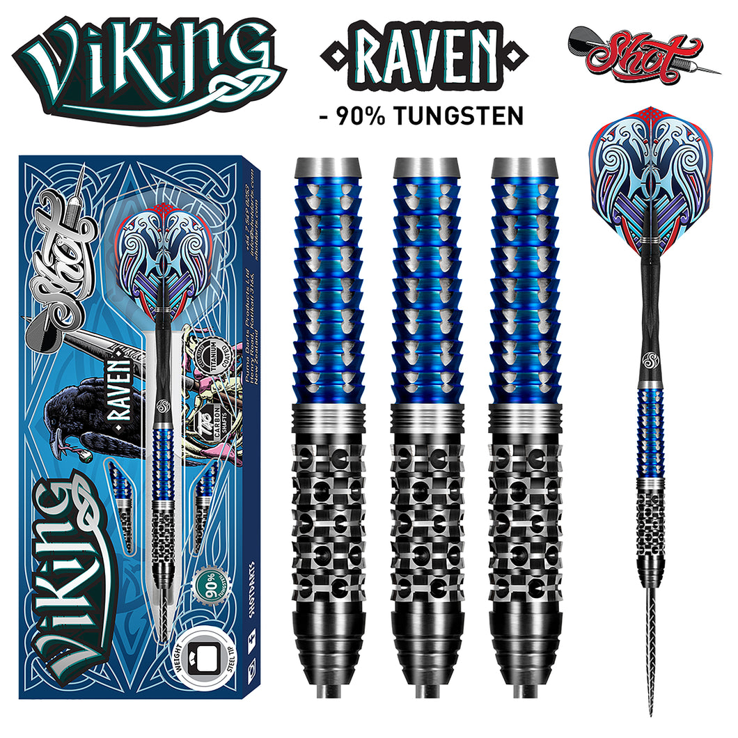 Shot Viking Raven - Steel Tip Dart Set - 90%-Tungsten - 22g - 25g