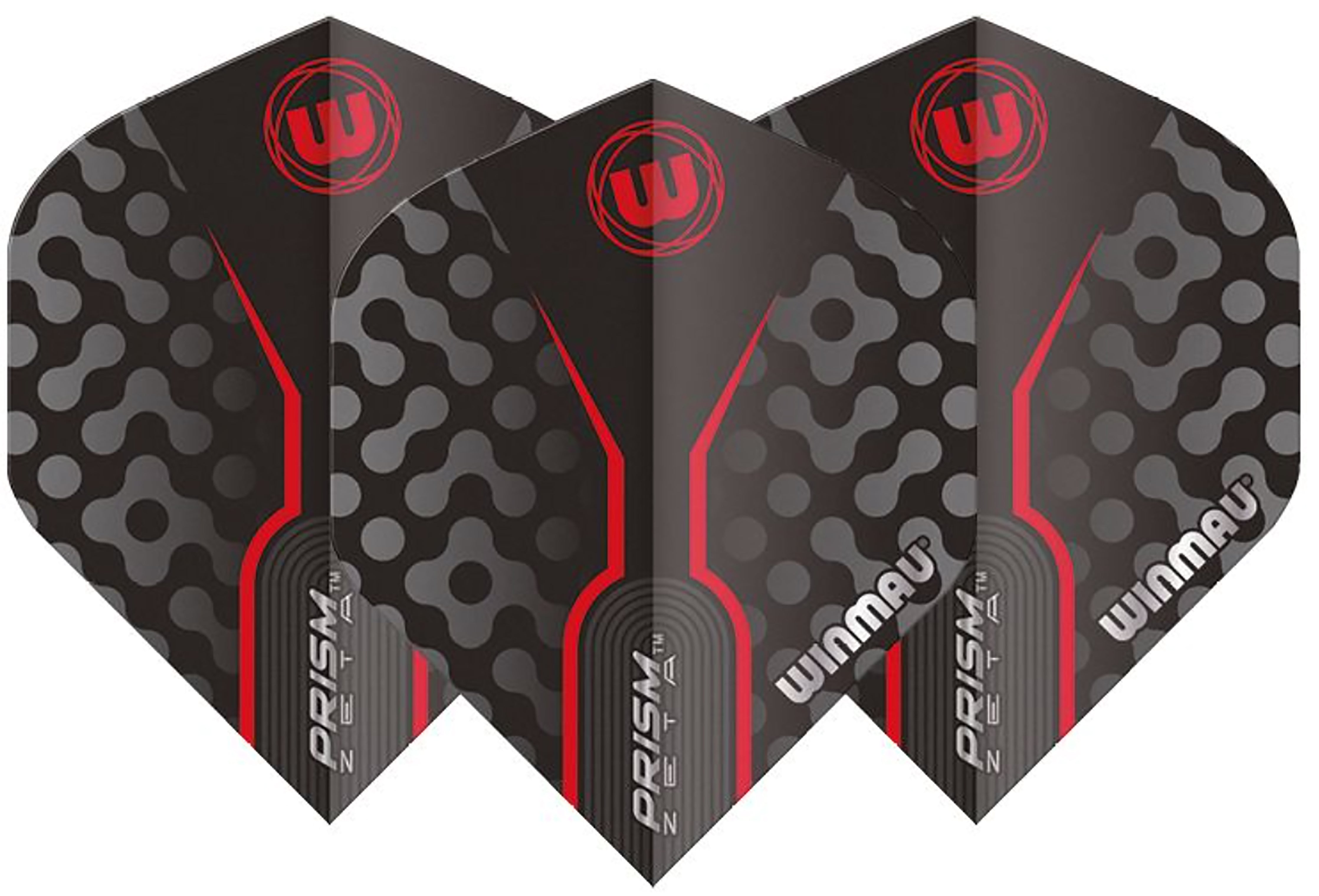 Winmau Prism Zeta - Standard Shape - Black Grey & Red Dart Flights