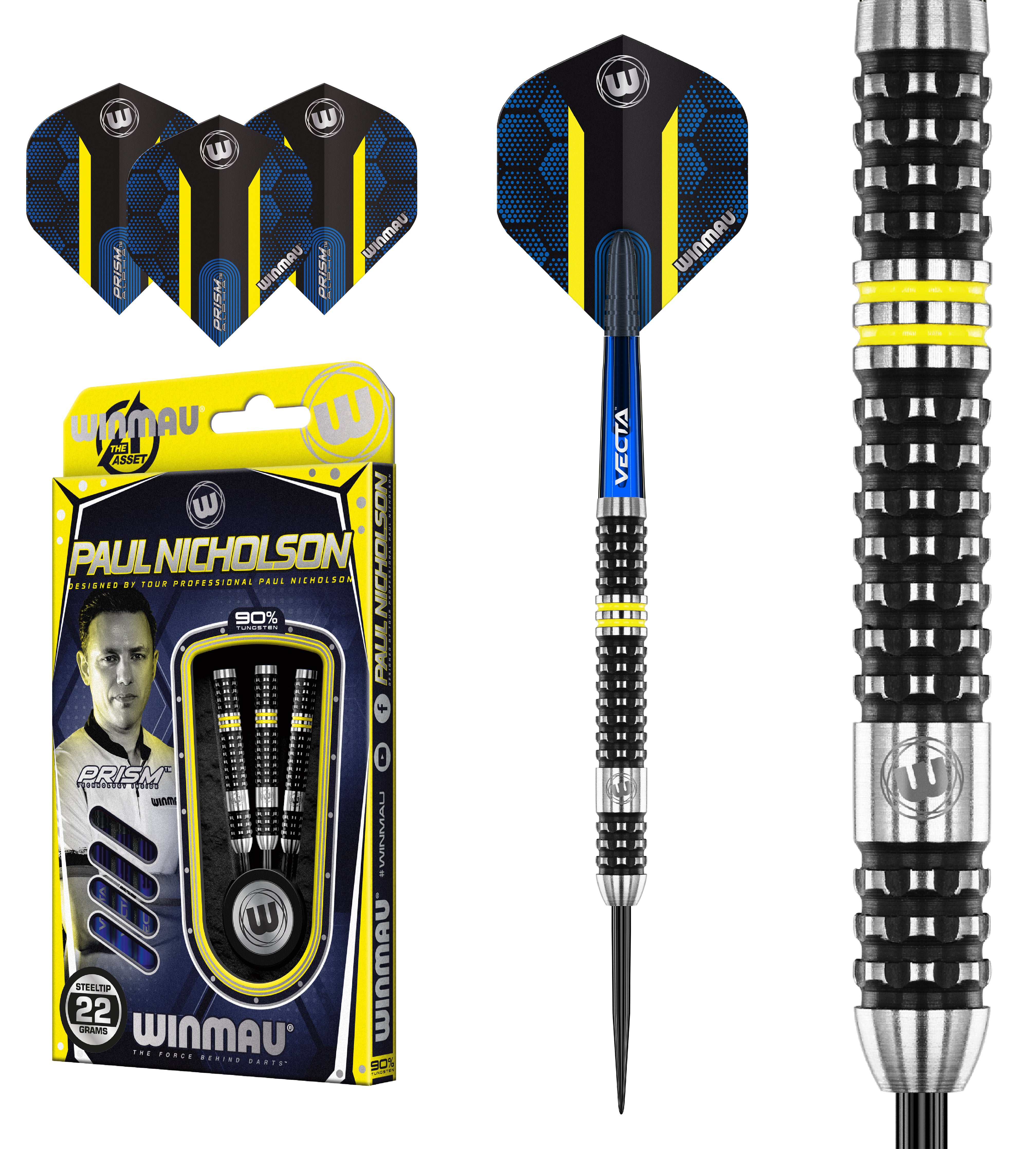 Winmau Paul Nicholson - 90% Tungsten Darts - 22g