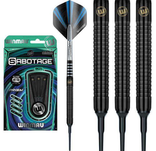 Winmau Sabotage - Black - Soft Tip - 90% Tungsten Darts - 20g