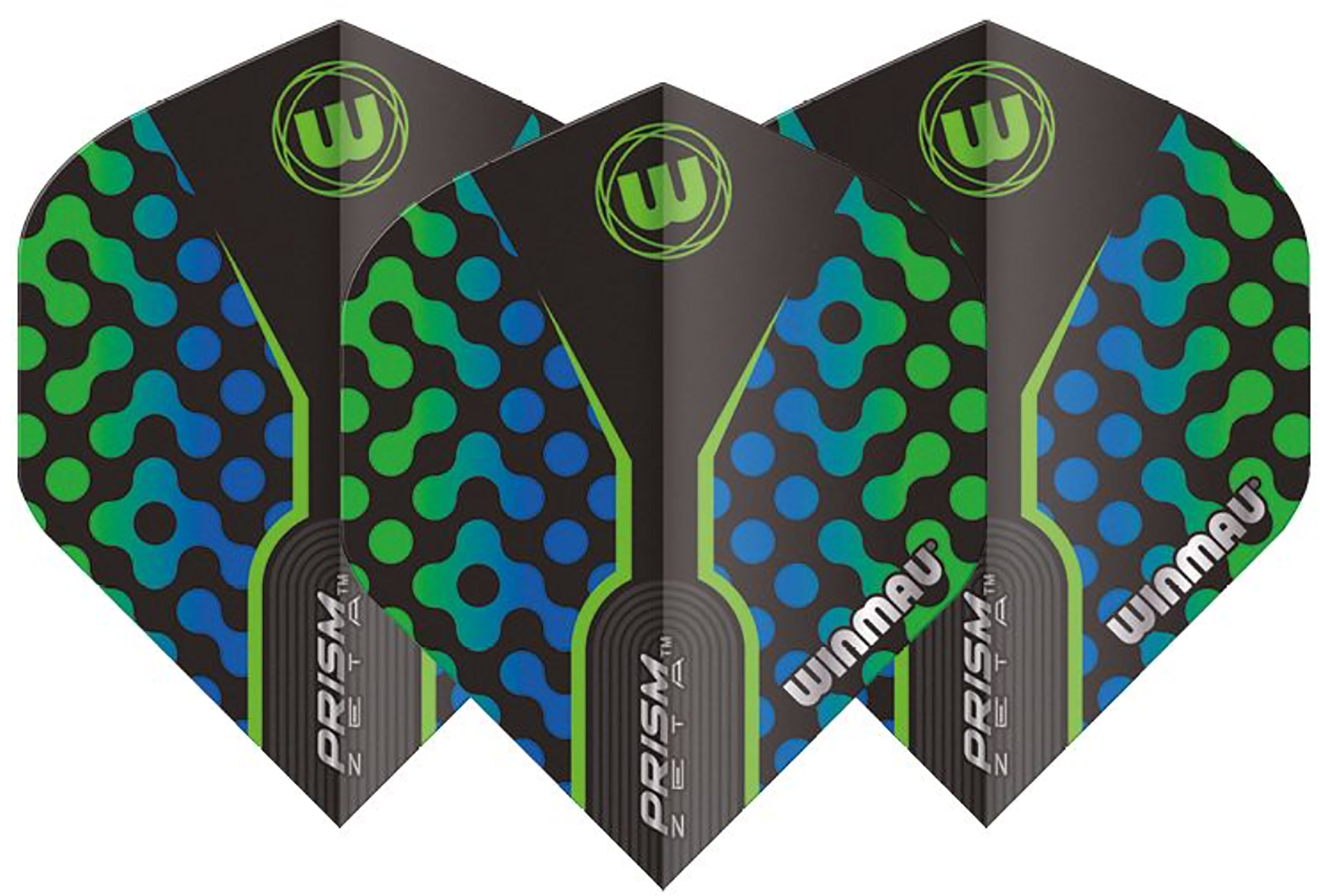 Winmau Prism Zeta - Standard Shape - Black Green & Blue Dart Flights