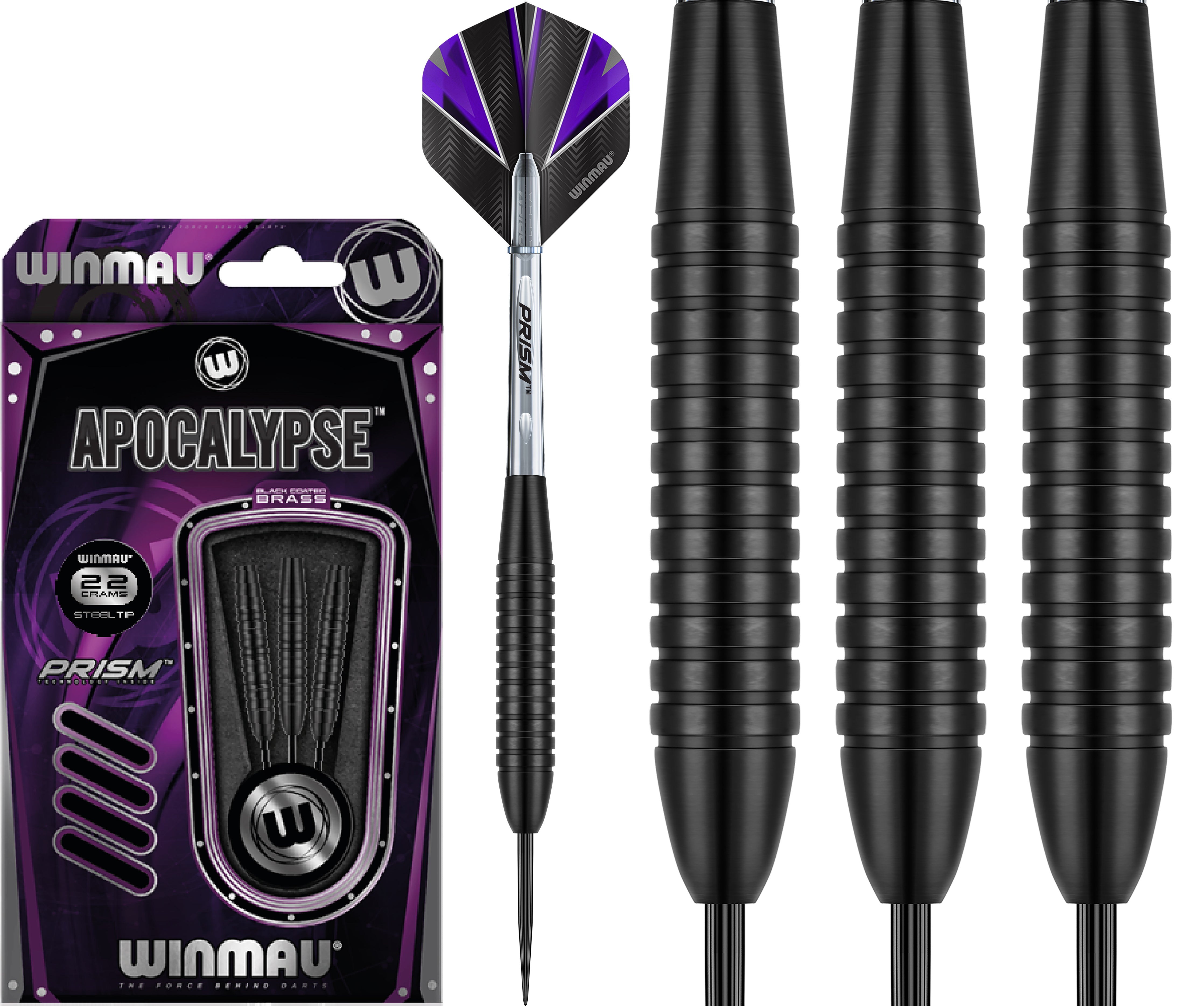 Winmau Apocalypse - Black Coated - Brass Darts - 22g 24g