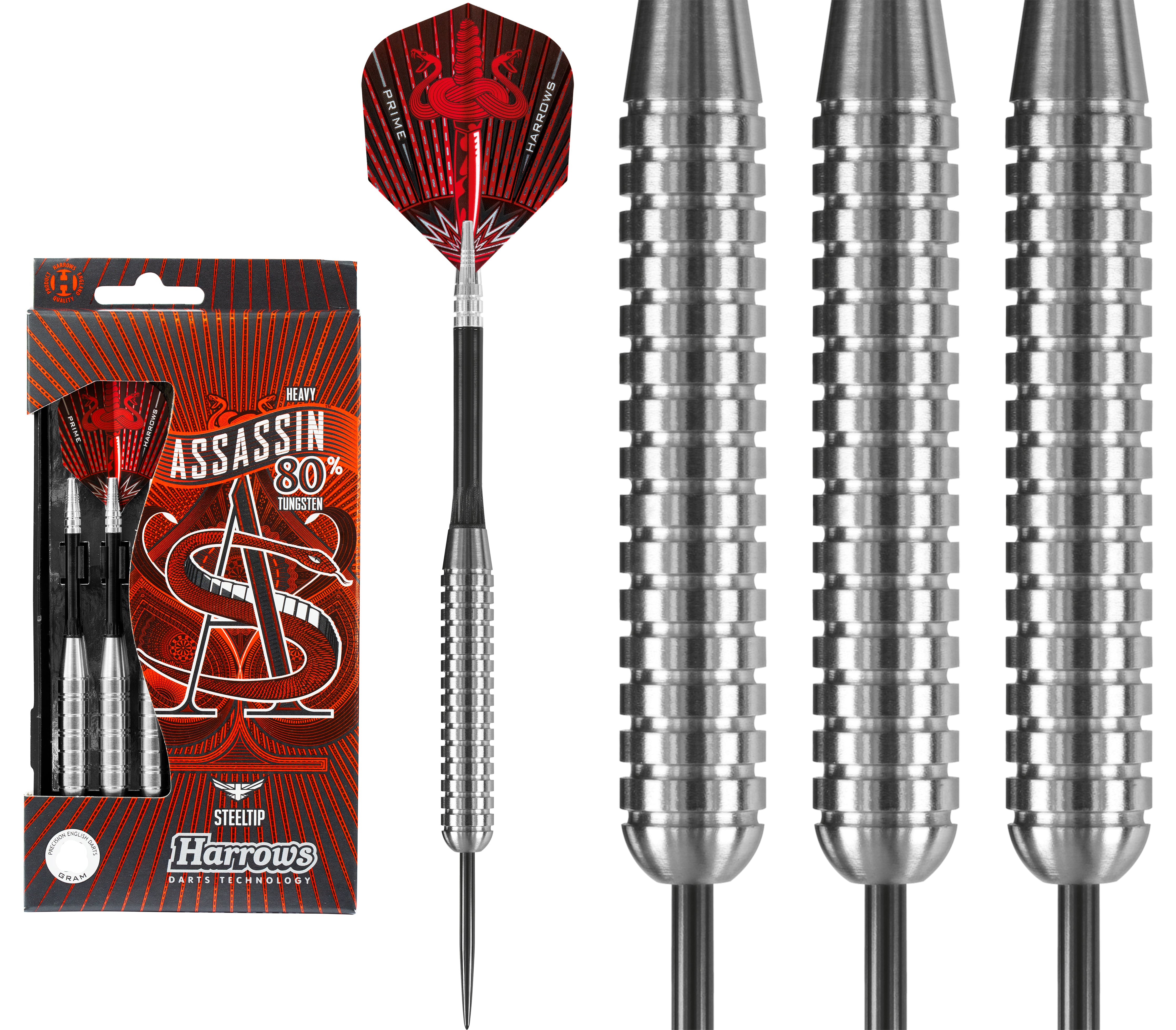 Harrows Assassin Darts - Steel Tip Tungsten - Made in England - Heavy - 32g