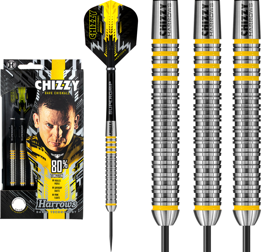 Harrows Dave Chisnall Darts - Steel Tip - Made in England - Chizzy 80% - 21g to 26g